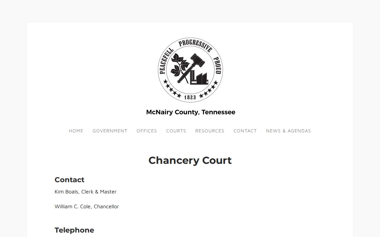 McNairy County warrant records reference, Chancery Court and Clerk and Master page