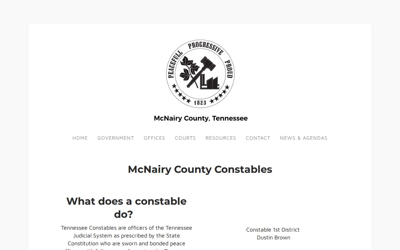 McNairy County active warrant records reference, seven-district constable service page