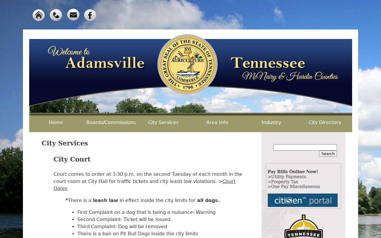 McNairy County arrest warrant reference, Adamsville City Court schedule and jurisdiction