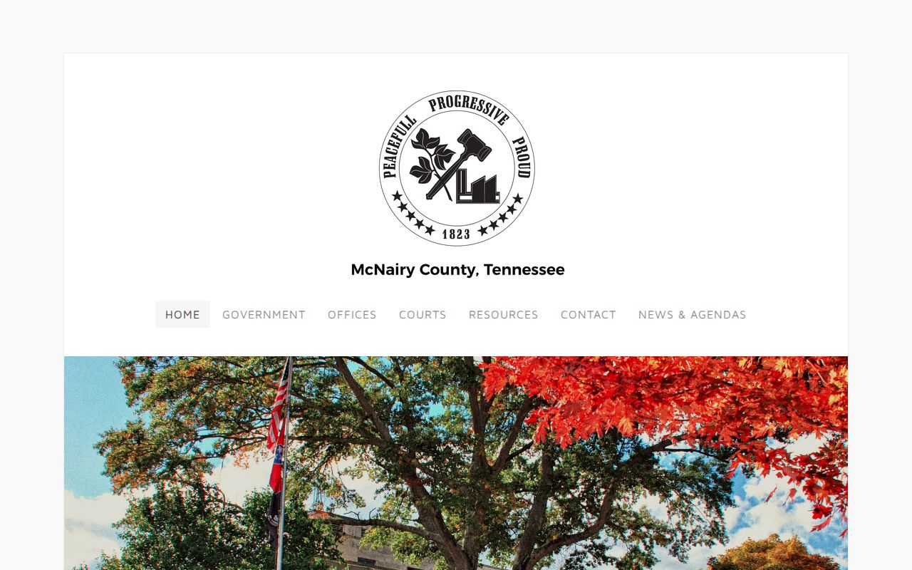 McNairy County warrant records reference, county buildings shown on the government home page